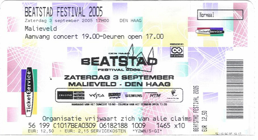 Ticket Beatstad festival September 03 2005